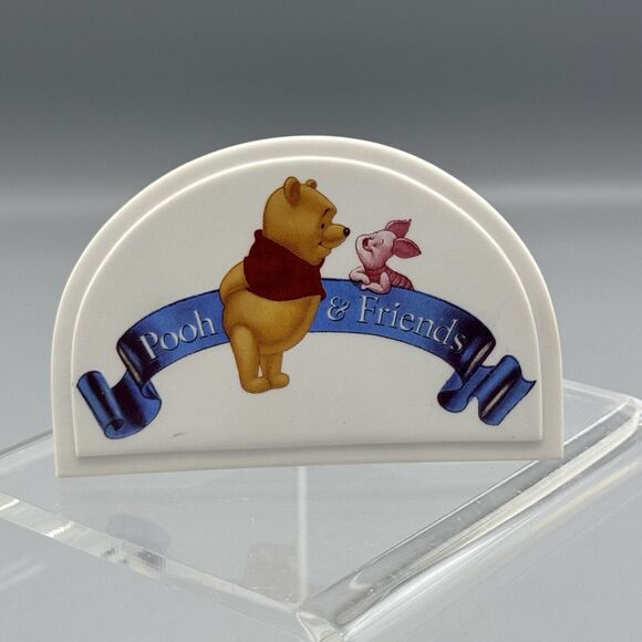 Vtg Disney Pooh and Friends Logo Sign Winnie the Pooh Piglet Figurine Plaque - Picture 1 of 15